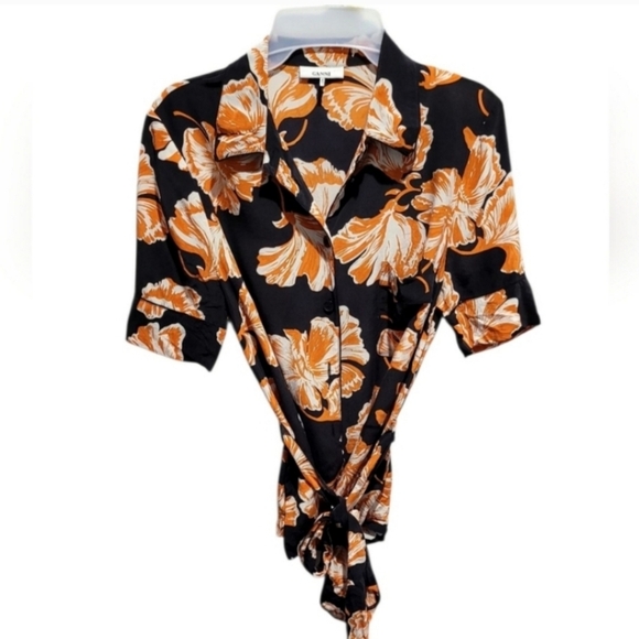 GANNI Geroux Floral Printed Silk Shirt - Picture 5 of 10